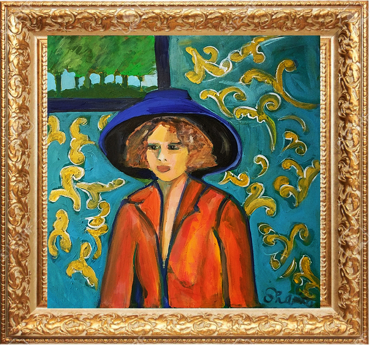 lady in orange.